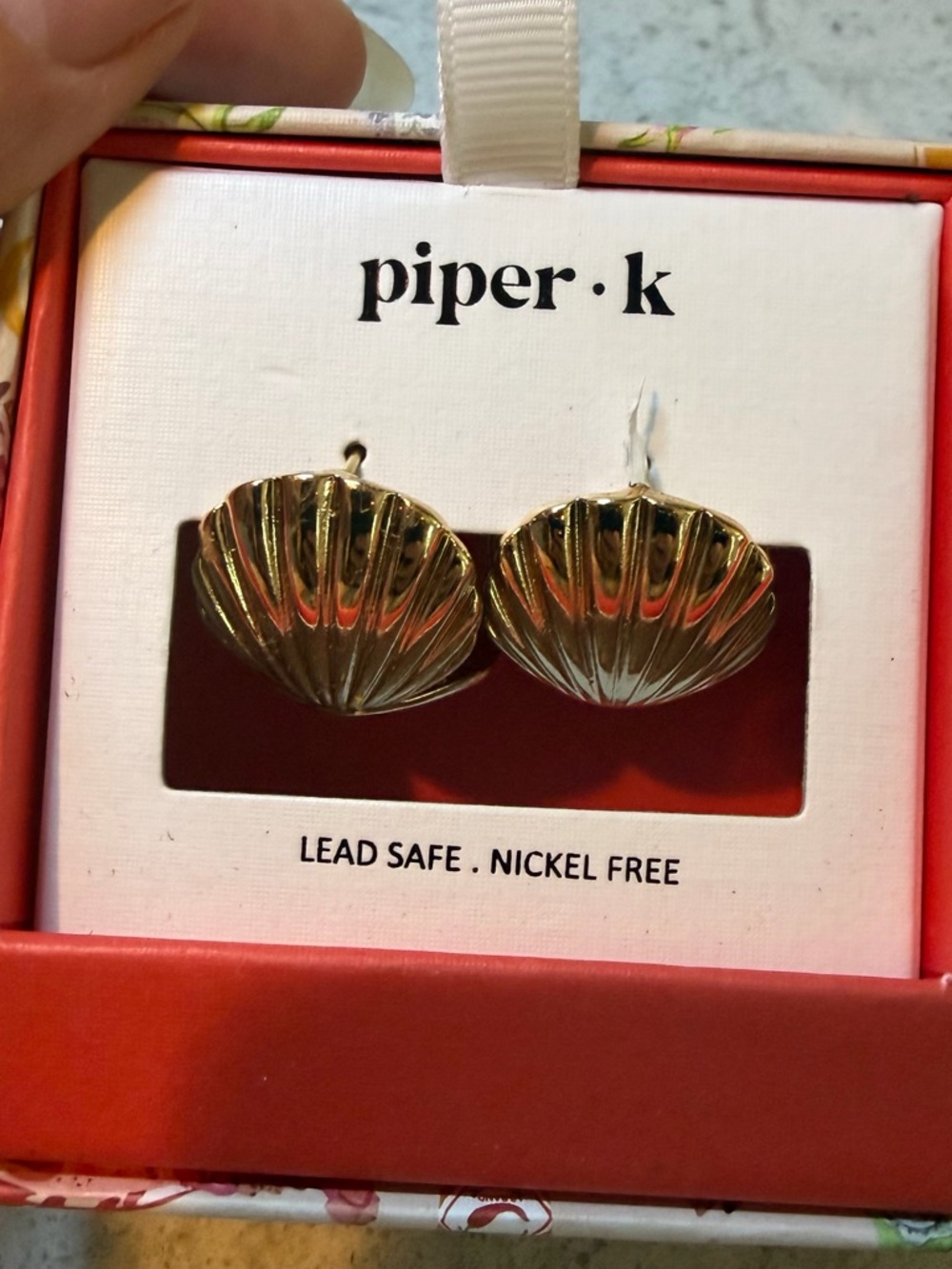 Piper K Gold Shell Earrings